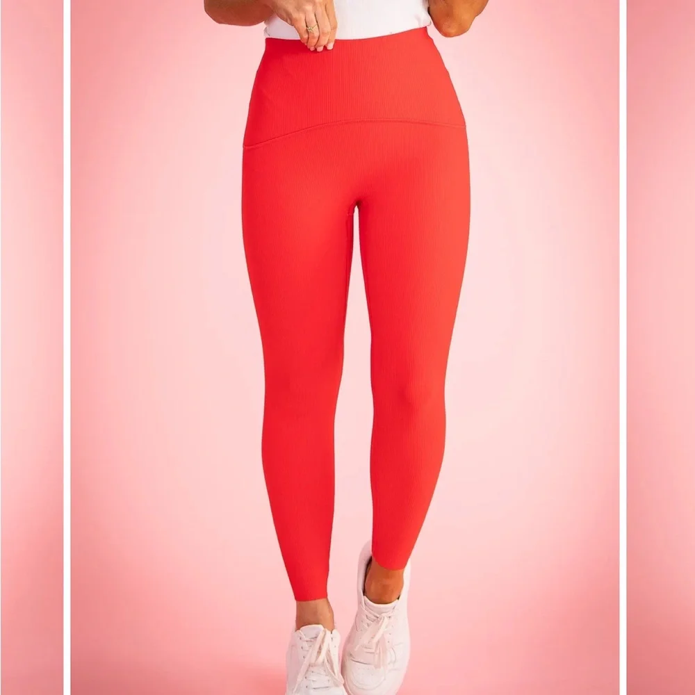 NWOT SPANX Booty Boost Active 7/8 Contour Ribbed Red Legging Small - Picture 7 of 8